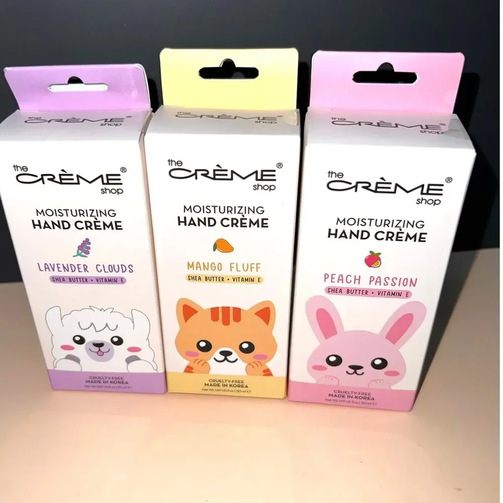 The Creme Shop Hand Cream Trio Mango Peach Lavender K Beauty Gift Set NWT